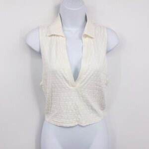 Zara Polo Collared Cropped Tank Top Size Medium Preppy